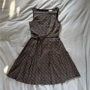 Vintage L.L. Bean Cotton Fit and Flare Dress with Deer Pattern